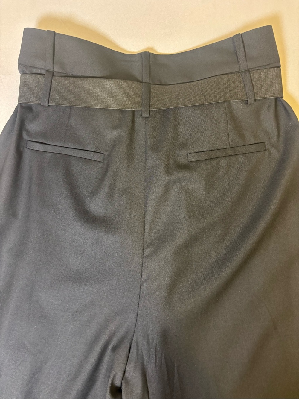 Tibi Wide Leg High Serge Pleated Paperback Belted Trousers in Black Size 6 - Picture 9 of 14